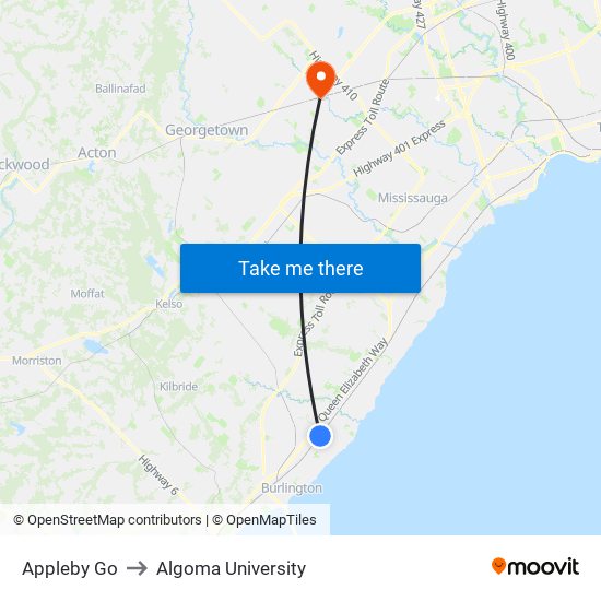 Appleby Go to Algoma University map