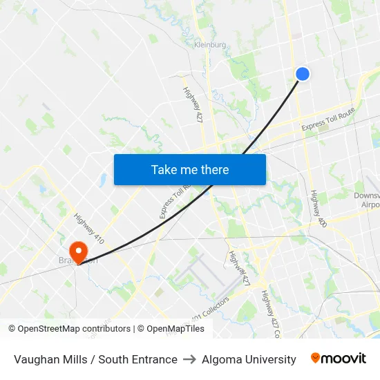 Vaughan Mills / South Entrance to Algoma University map