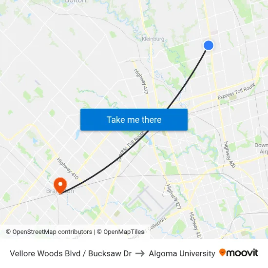 Vellore Woods Blvd / Bucksaw Dr to Algoma University map