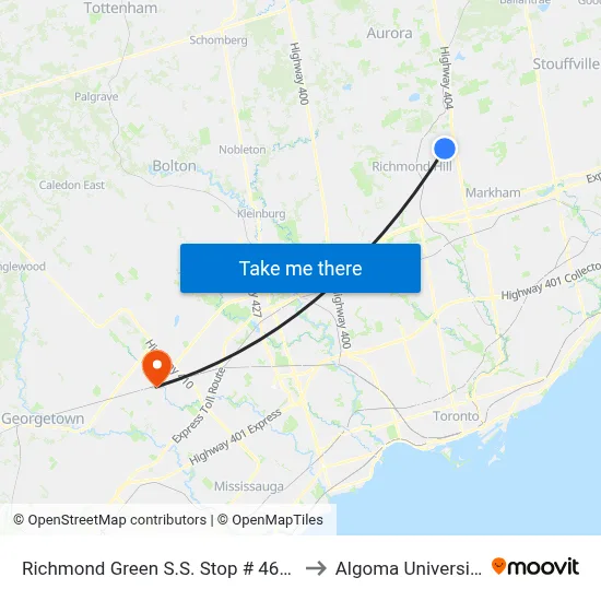 Richmond Green S.S. Stop # 4630 to Algoma University map
