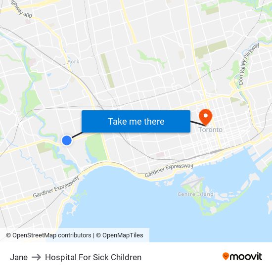 Jane to Hospital For Sick Children map