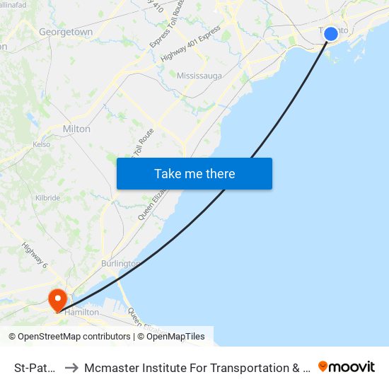 St-Patrick to Mcmaster Institute For Transportation & Logistics map