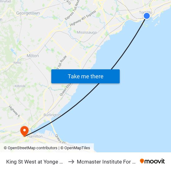 King St West at Yonge St West Side - King Station to Mcmaster Institute For Transportation & Logistics map