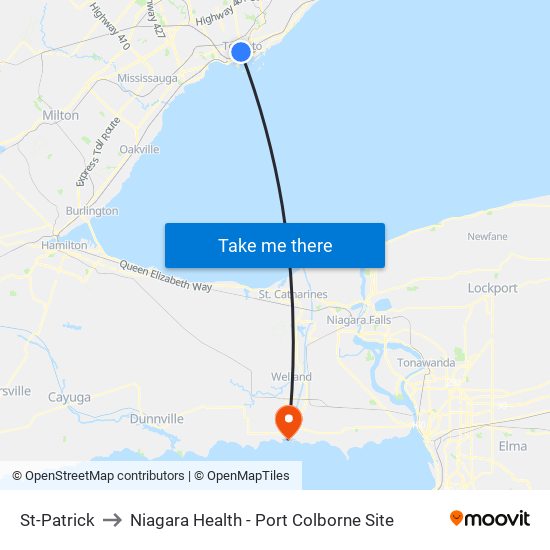 St-Patrick to Niagara Health - Port Colborne Site map