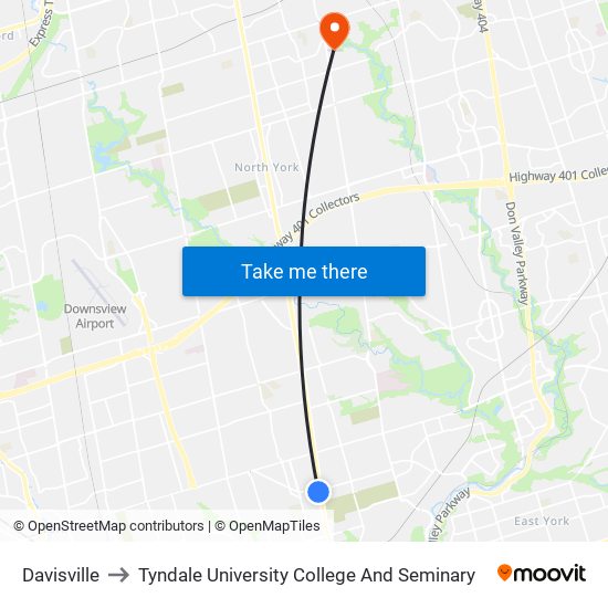 Davisville to Tyndale University College And Seminary map