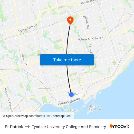 St-Patrick to Tyndale University College And Seminary map