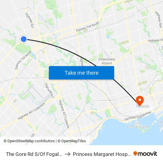 The Gore Rd S/Of Fogal Rd to Princess Margaret Hospital map