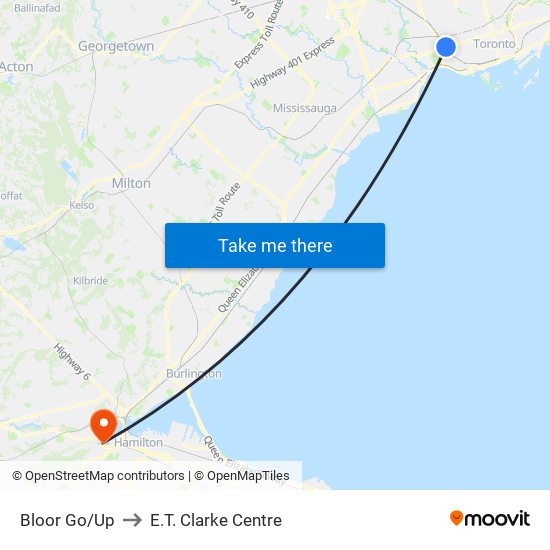 Bloor Go/Up to E.T. Clarke Centre map