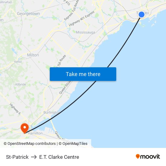 St-Patrick to E.T. Clarke Centre map