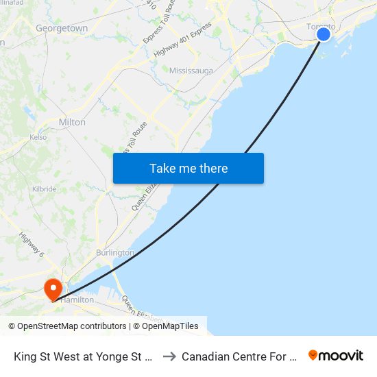 King St West at Yonge St West Side - King Station to Canadian Centre For Electron Microscopy map