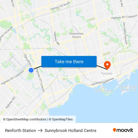 Renforth Station to Sunnybrook Holland Centre map