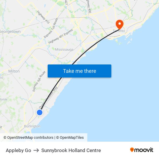 Appleby Go to Sunnybrook Holland Centre map