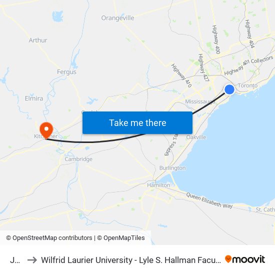 Jane to Wilfrid Laurier University - Lyle S. Hallman Faculty Of Social Work map