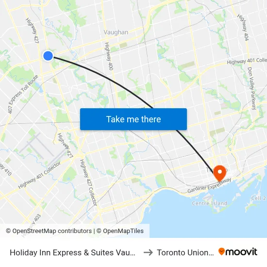 Holiday Inn Express & Suites Vaughan-Southwest to Toronto Union Station map