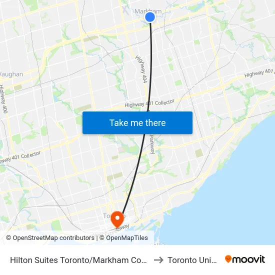 Hilton Suites Toronto/Markham Conference Centre & Spa to Toronto Union Station map