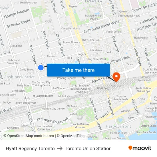 Hyatt Regency Toronto to Toronto Union Station map