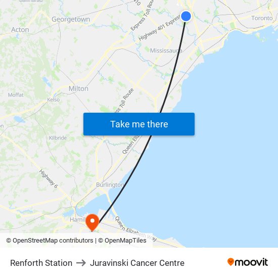 Renforth Station to Juravinski Cancer Centre map