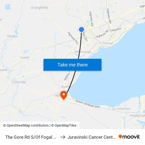 The Gore Rd S/Of Fogal Rd to Juravinski Cancer Centre map