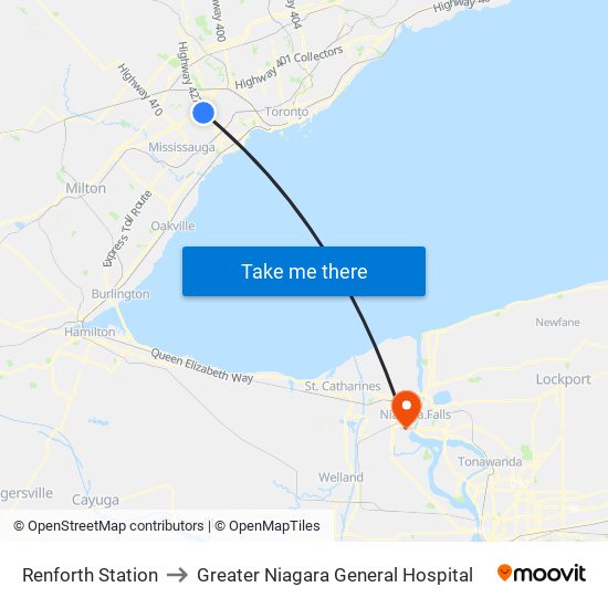 Renforth Station to Greater Niagara General Hospital map