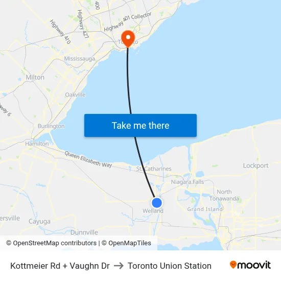 Kottmeier Rd + Vaughn Dr to Toronto Union Station map