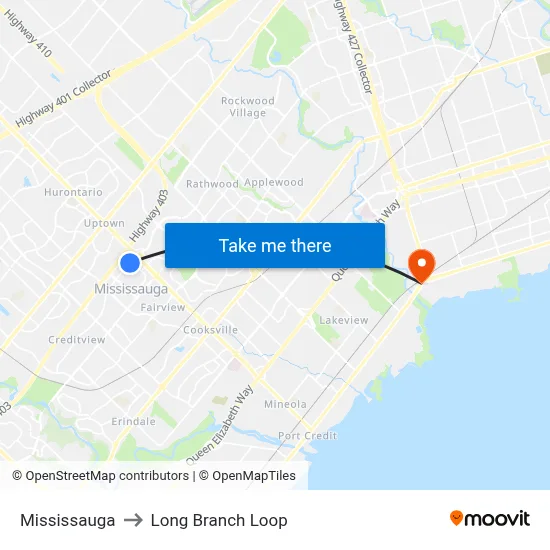 Mississauga to Long Branch Loop map