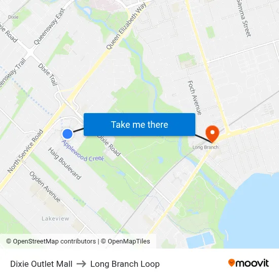 Dixie Outlet Mall to Long Branch Loop map