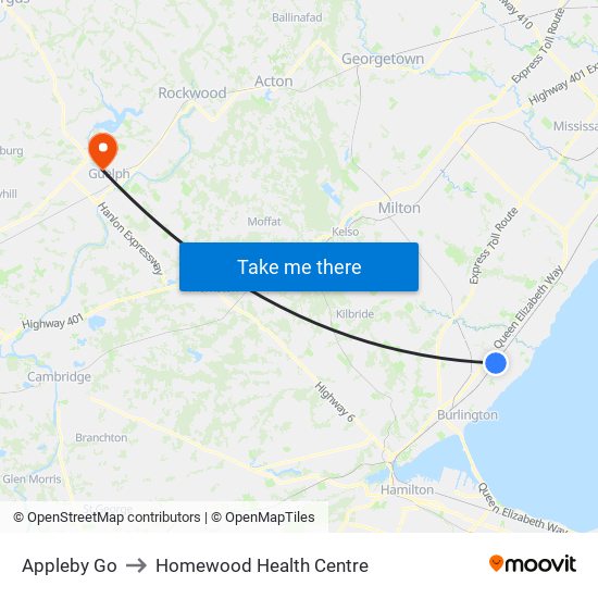 Appleby Go to Homewood Health Centre map