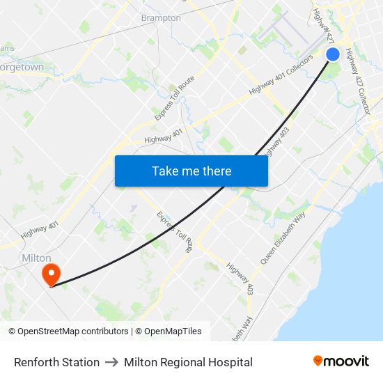 Renforth Station to Milton Regional Hospital map