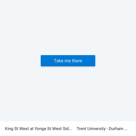 King St West at Yonge St West Side - King Station to Trent University - Durham Gta Campus map