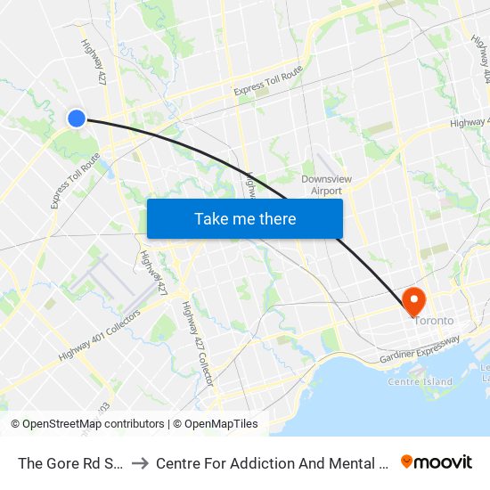 The Gore Rd S/Of Fogal Rd to Centre For Addiction And Mental Health - College Street Site map