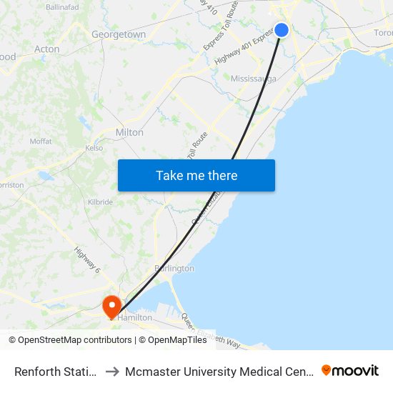 Renforth Station to Mcmaster University Medical Centre map