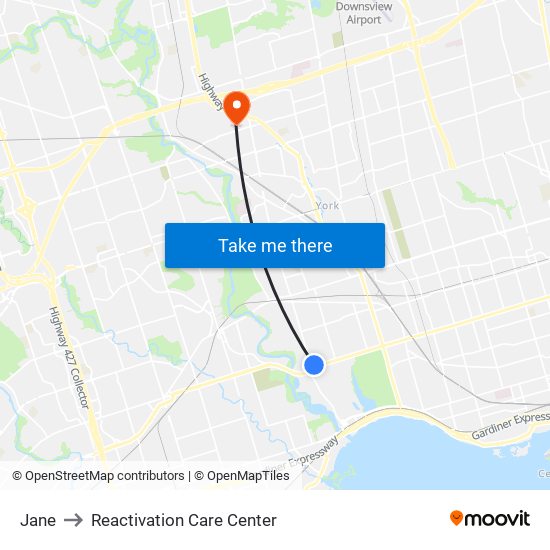Jane to Reactivation Care Center map