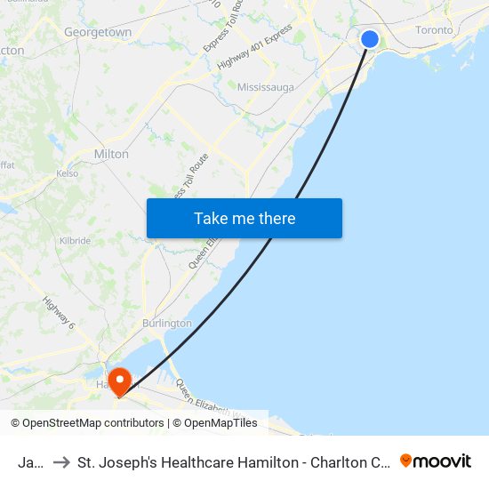 Jane to St. Joseph's Healthcare Hamilton - Charlton Campus map