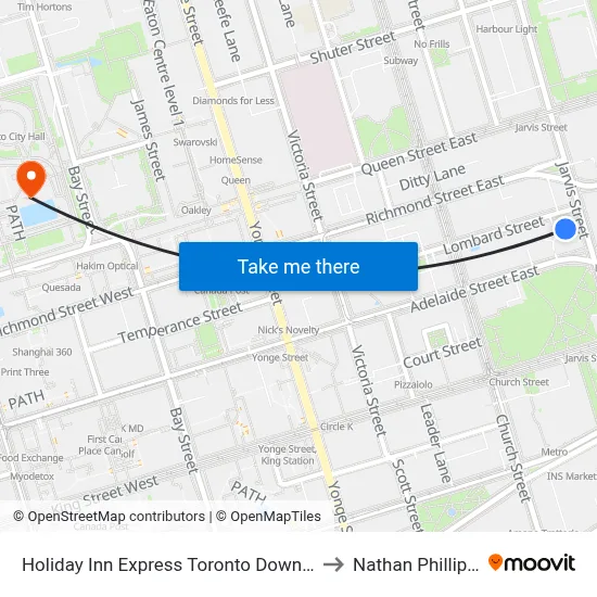Holiday Inn Express Toronto Downtown an IHG Hotel to Nathan Phillips Square map