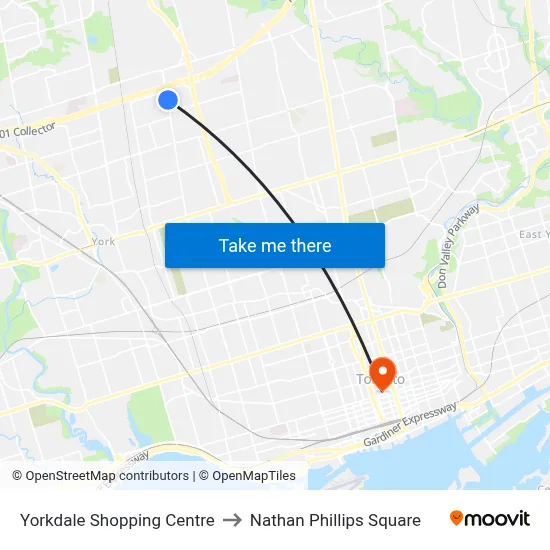 Yorkdale Shopping Centre to Nathan Phillips Square map
