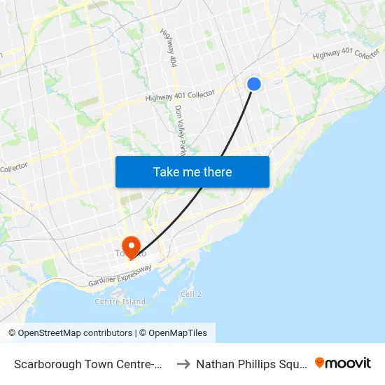 Scarborough Town Centre-West to Nathan Phillips Square map