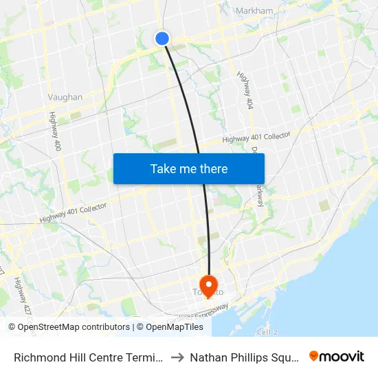 Richmond Hill Centre Terminal to Nathan Phillips Square map