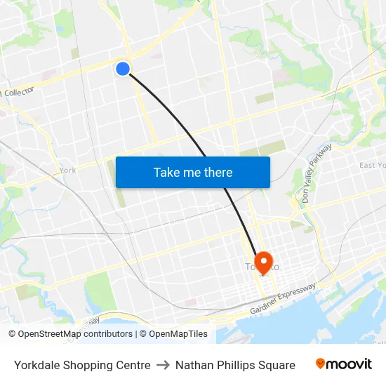 Yorkdale Shopping Centre to Nathan Phillips Square map