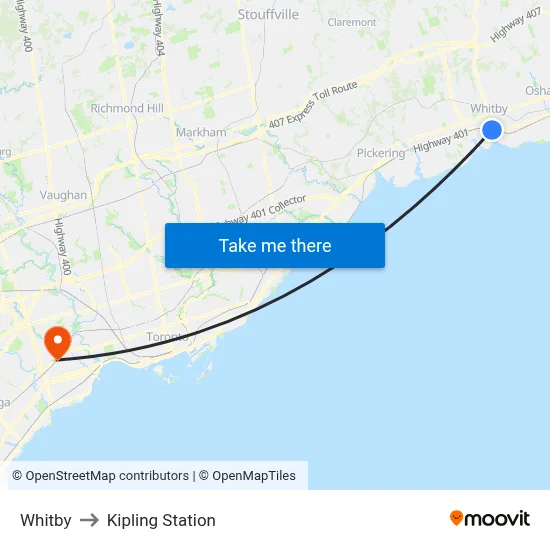 Whitby to Kipling Station map