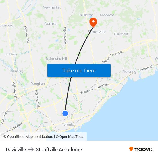 Davisville to Stouffville Aerodome map