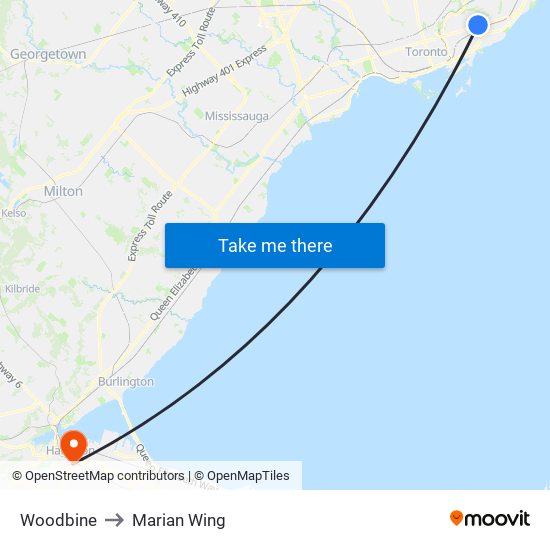 Woodbine to Marian Wing map