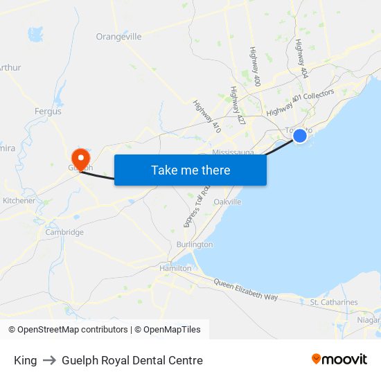 King to Guelph Royal Dental Centre map