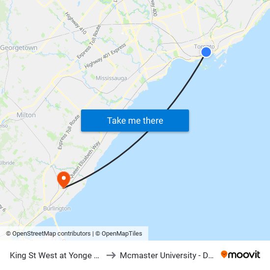 King St West at Yonge St West Side - King Station to Mcmaster University - Degroote School Of Business map