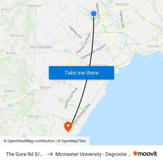 The Gore Rd S/Of Fogal Rd to Mcmaster University - Degroote School Of Business map