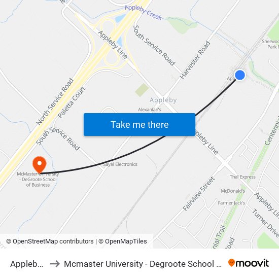 Appleby Go to Mcmaster University - Degroote School Of Business map