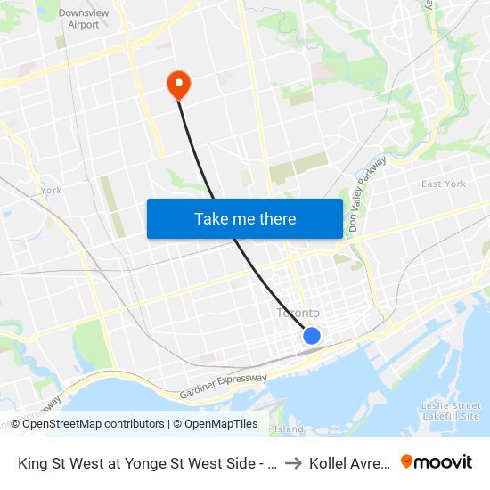 King St West at Yonge St West Side - King Station to Kollel Avreichim map