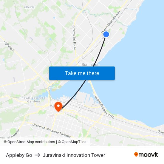 Appleby Go to Juravinski Innovation Tower map