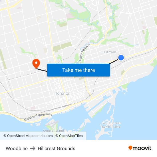 Woodbine to Hillcrest Grounds map