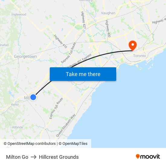 Milton Go to Hillcrest Grounds map