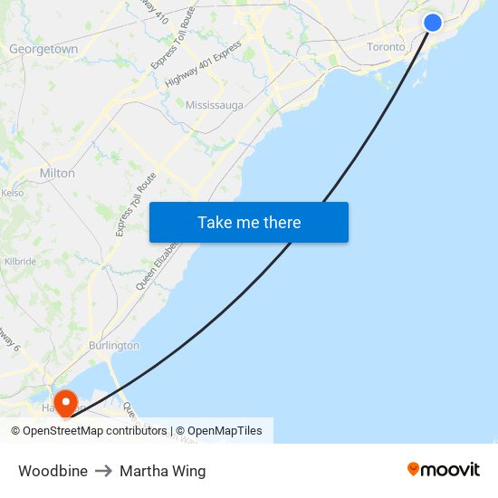 Woodbine to Martha Wing map